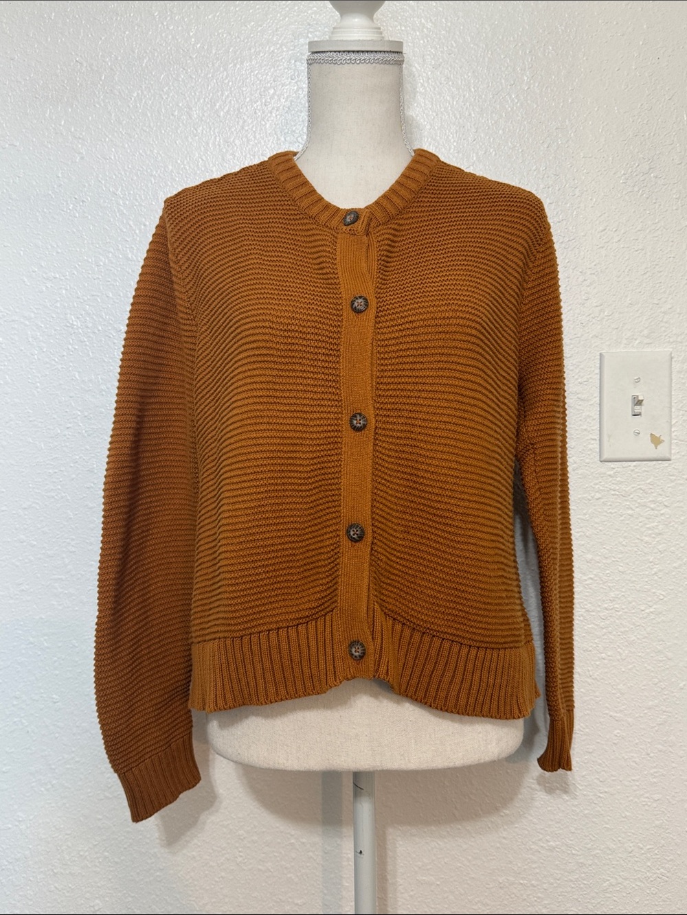 Toad & Co Cardigan size small Women's Button-Front Ribbed Sweater - Rust - Picture 2 of 12